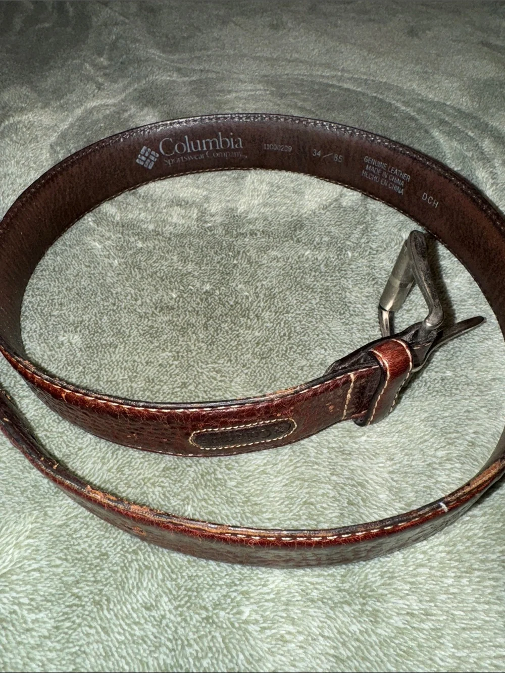 Columbia Leather Belt with Metal Buckle